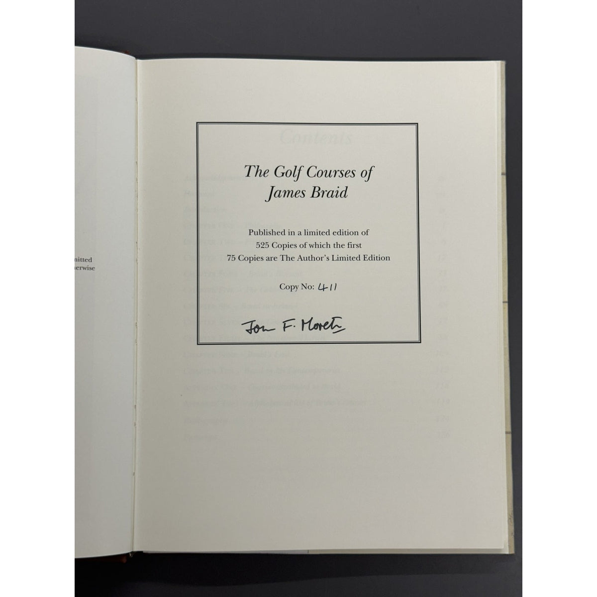 The Golf Courses of James Braid by John F. Moreton - Limited Edition #411/525 - Signed Copy