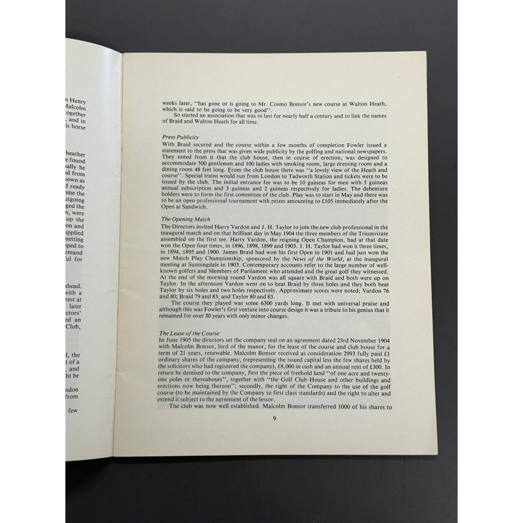 Walton Heath Golf Club - The Story of The First Seventyfive Years by Cyril Hewertson O.B.E.