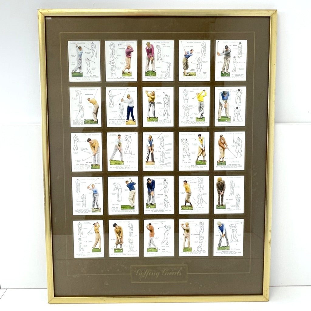 Framed full set of 25 - John Player & Sons 1939 "Golf" (Large) cigarette card set