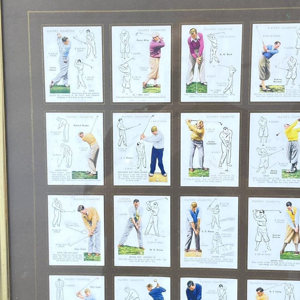 Framed full set of 25 - John Player & Sons 1939 "Golf" (Large) cigarette card set