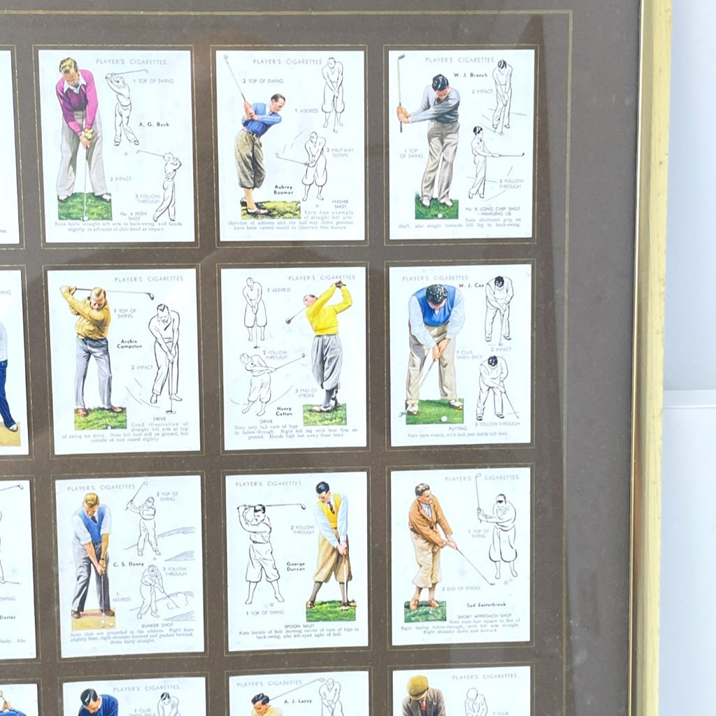 Framed full set of 25 - John Player & Sons 1939 "Golf" (Large) cigarette card set