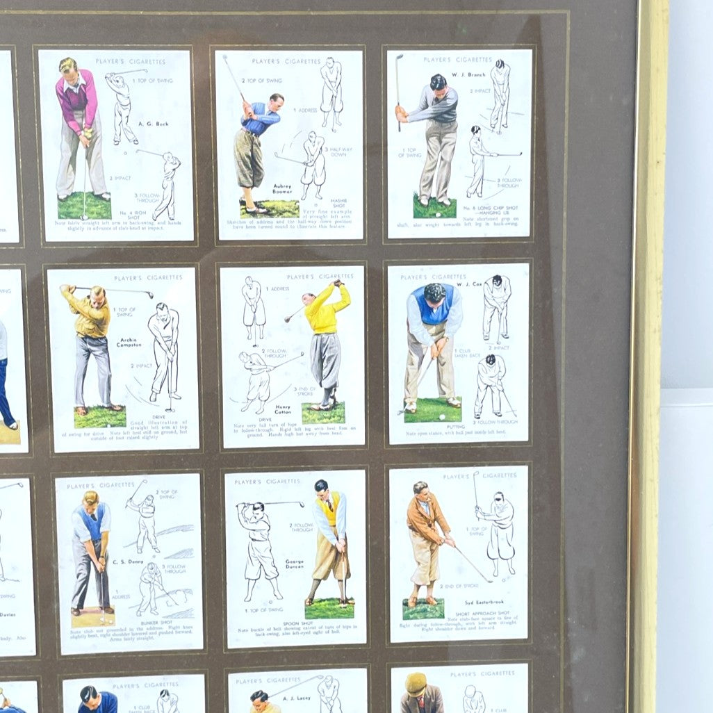 Framed full set of 25 - John Player & Sons 1939 "Golf" (Large) cigarette card set