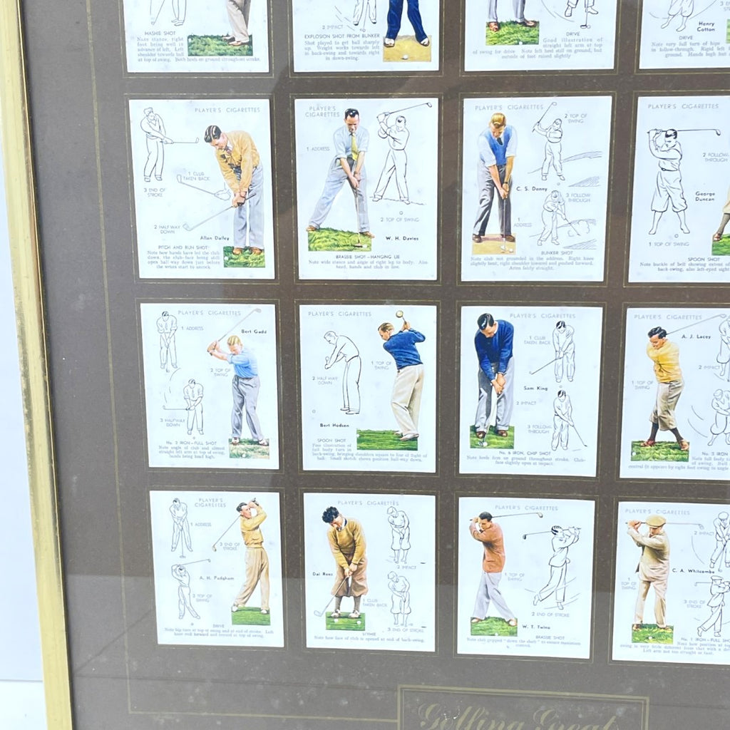 Framed full set of 25 - John Player & Sons 1939 "Golf" (Large) cigarette card set
