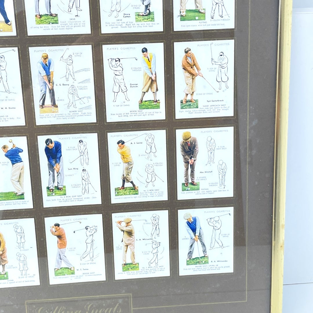 Framed full set of 25 - John Player & Sons 1939 "Golf" (Large) cigarette card set