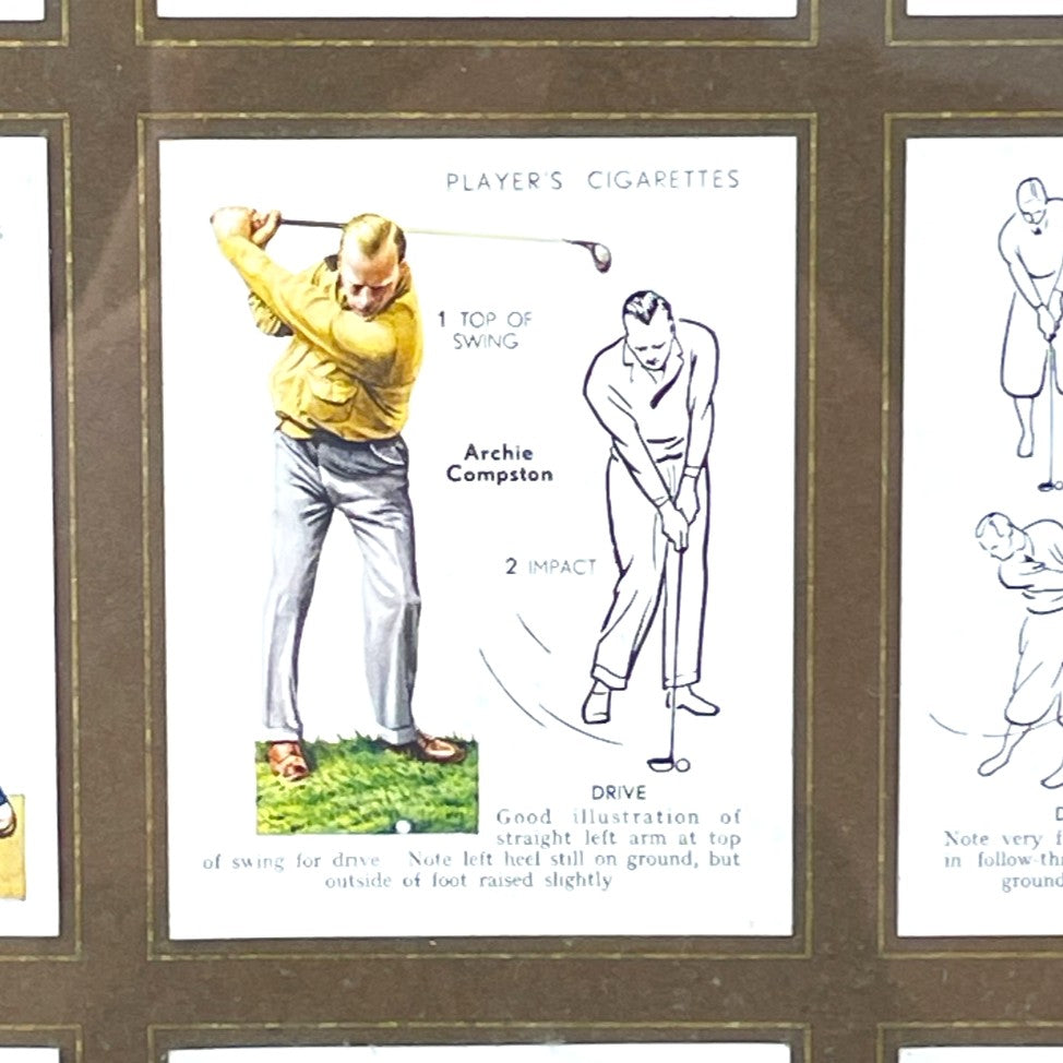 Framed full set of 25 - John Player & Sons 1939 "Golf" (Large) cigarette card set