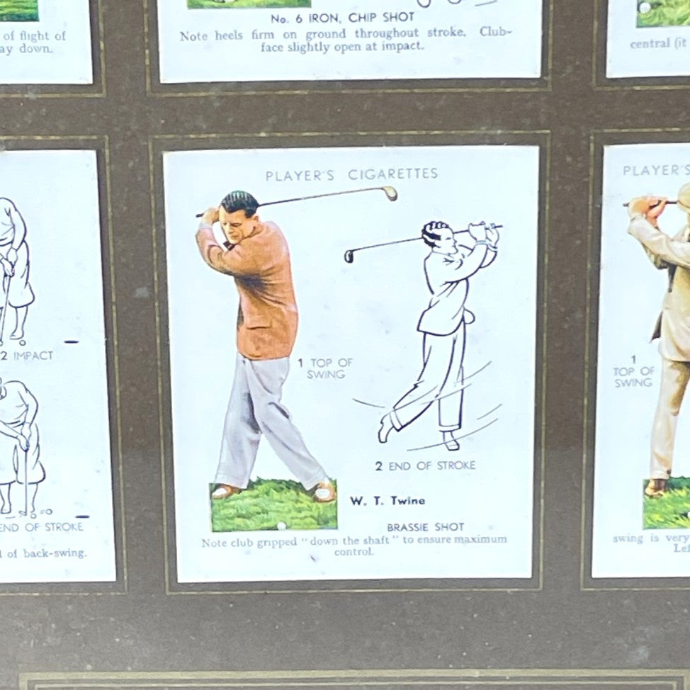 Framed full set of 25 - John Player & Sons 1939 "Golf" (Large) cigarette card set