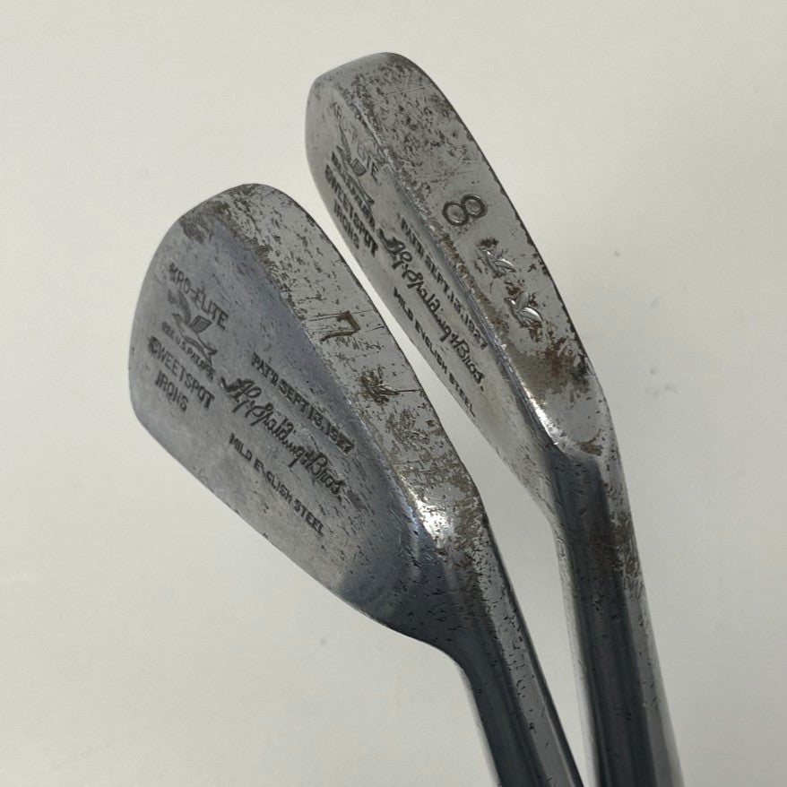 VERY RARE - Full Matching Set - 1920's A.G. Spalding & Bros - KRI-FLITE Sweet Spot Hickory Irons