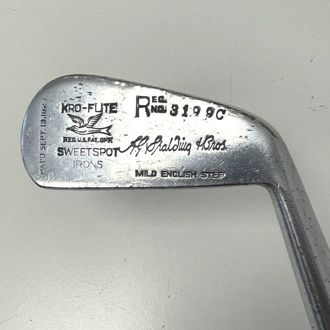 VERY RARE - Full Matching Set - 1920's A.G. Spalding & Bros - KRI-FLITE Sweet Spot Hickory Irons