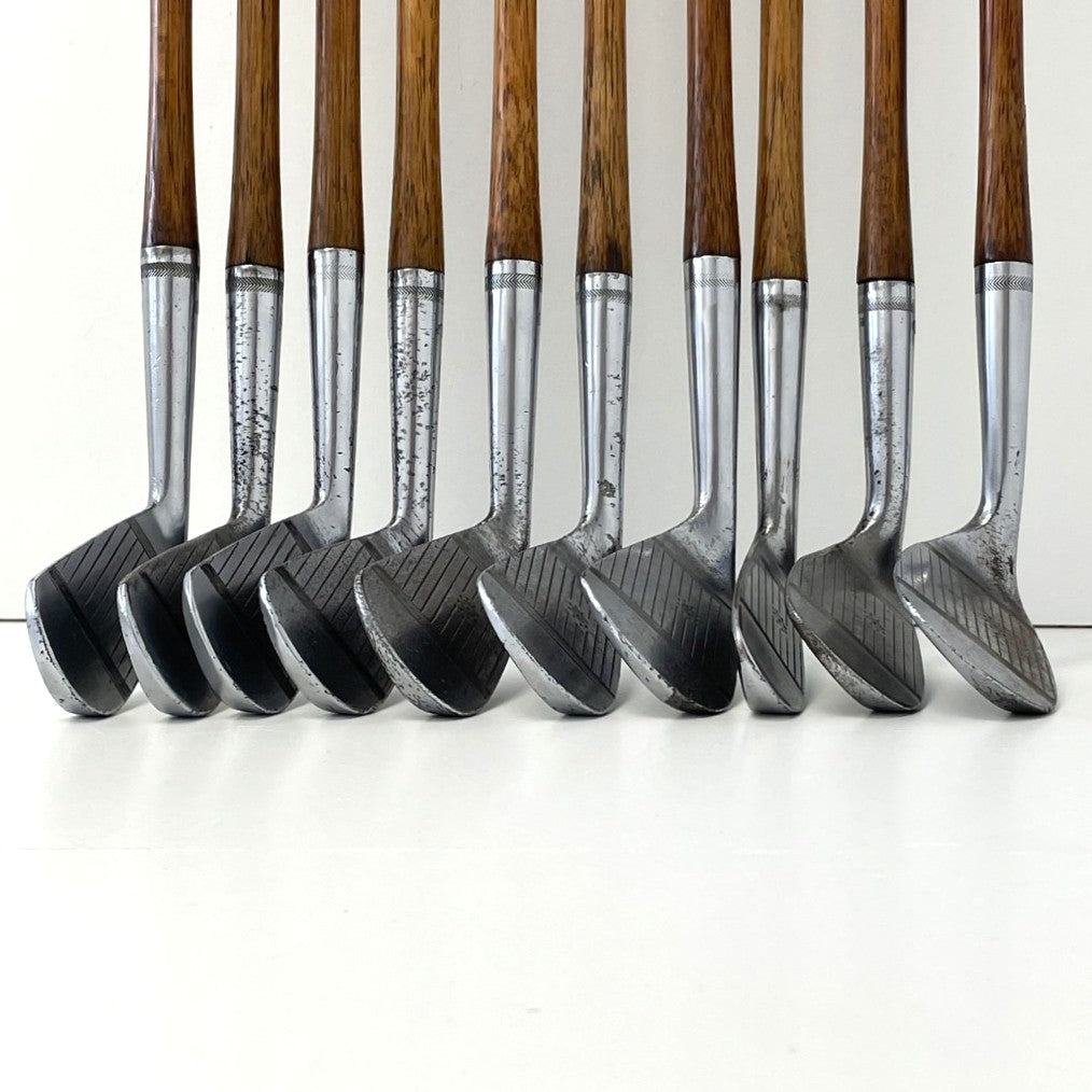 VERY RARE - Full Matching Set - 1920's A.G. Spalding & Bros - KRI-FLITE Sweet Spot Hickory Irons