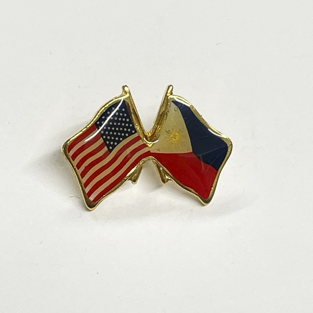 USA & Philippines Flags Enamel Pin Badge