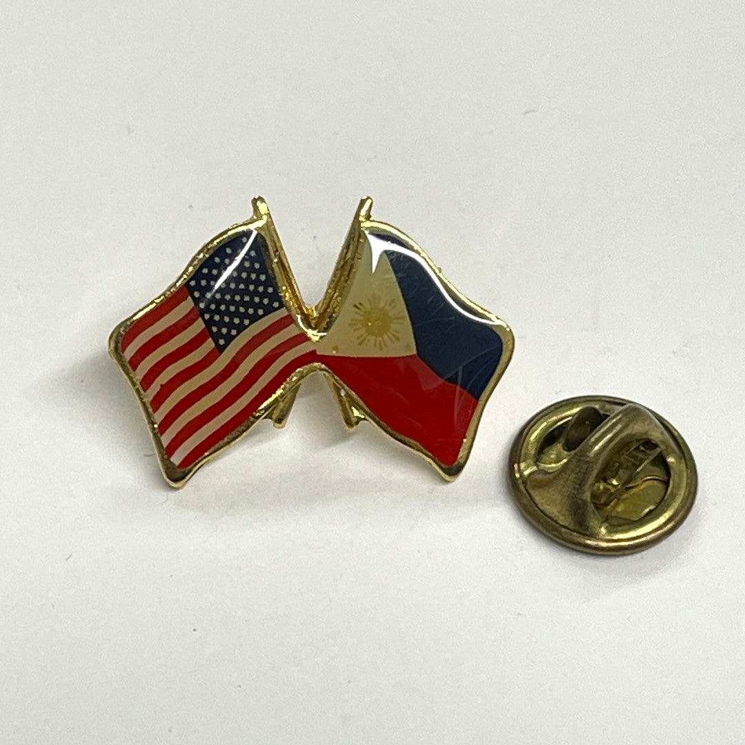 USA & Philippines Flags Enamel Pin Badge