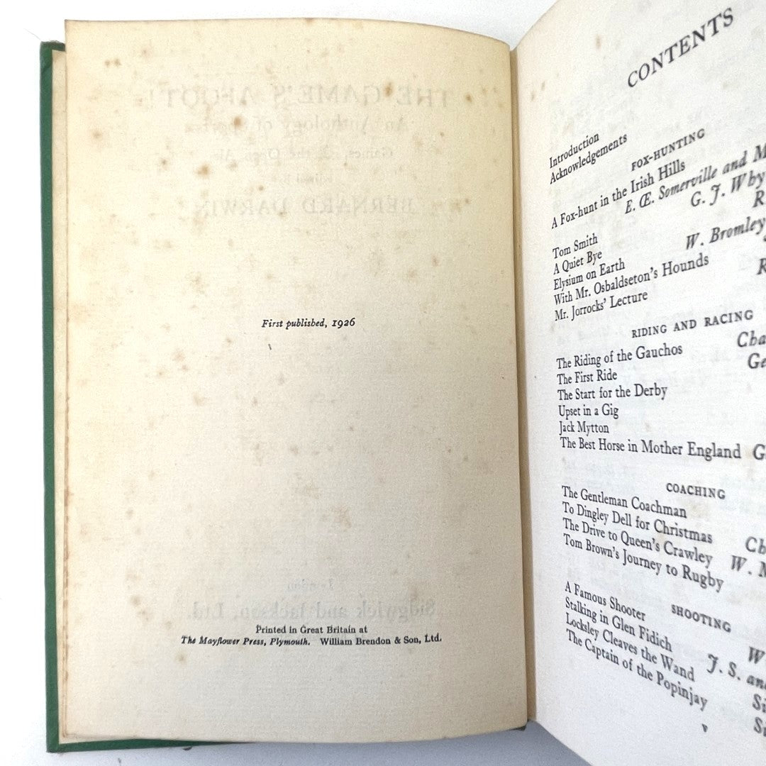The Game's Afoot! An Anthology of Sports, Games, & the Open Air by Bernard Darwin - 1926