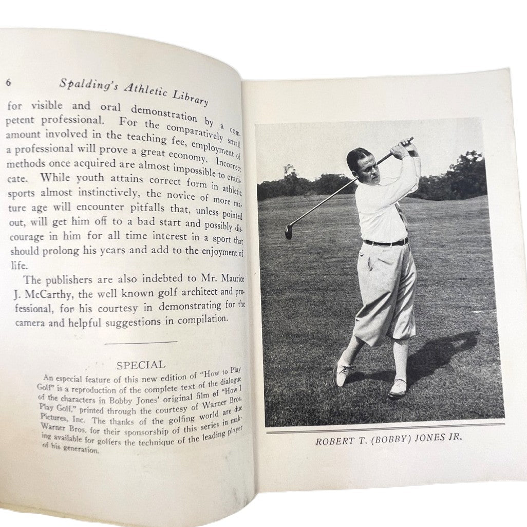 Spalding's Athletic Library Number 4B - How To Play Golf: "How I Play Golf" by Bobby Jones - 1935