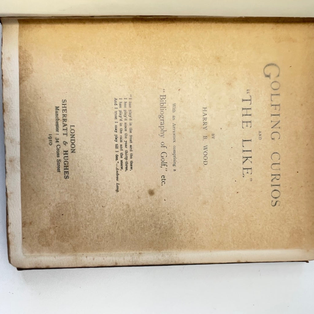Golfing Curios and 'The Like' by Harry B. Wood - 1920 First Edition