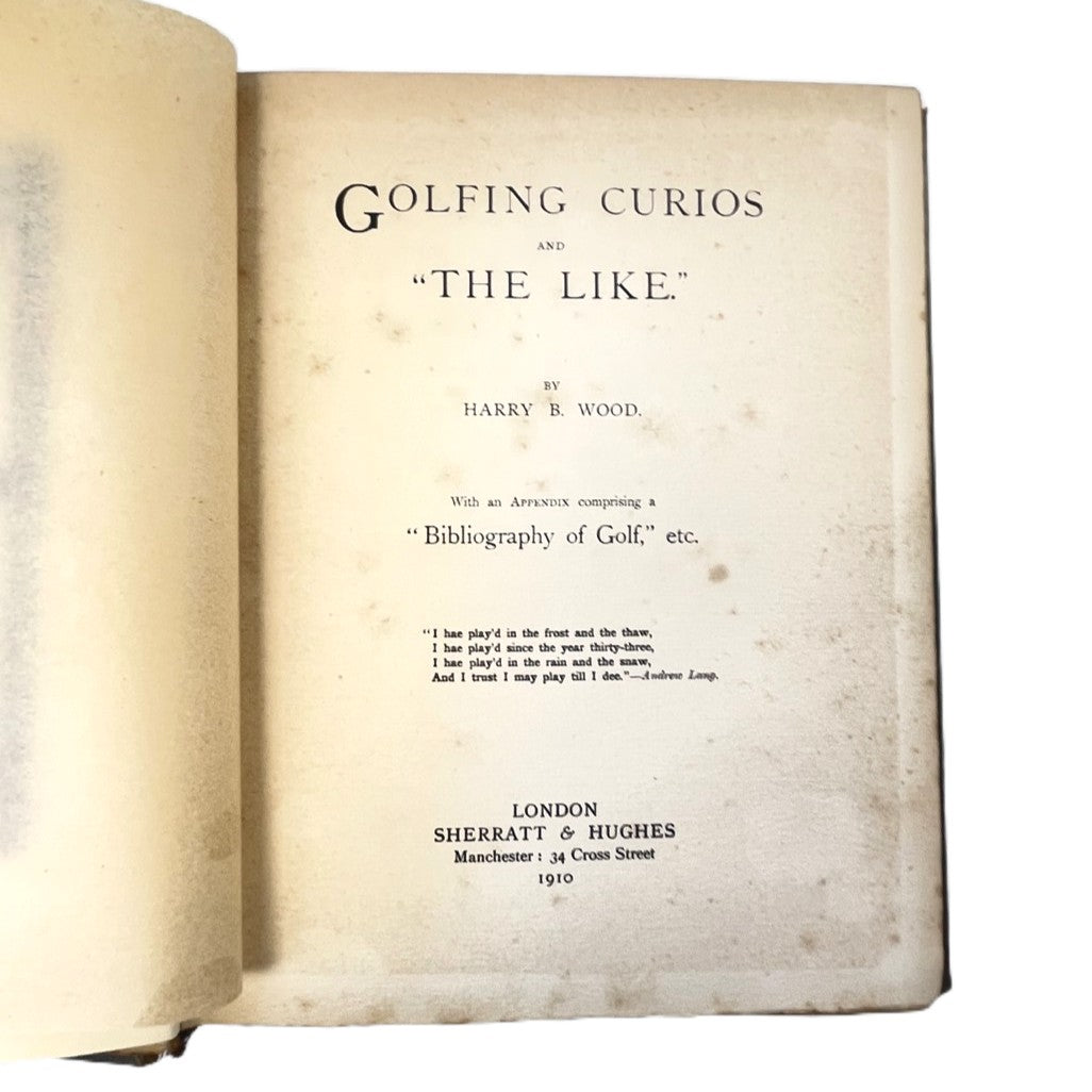 Golfing Curios and 'The Like' by Harry B. Wood - 1920 First Edition