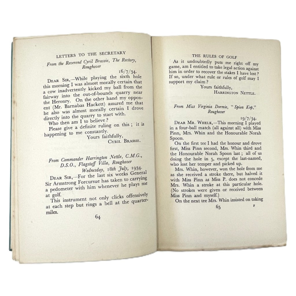 Letters to the Secretary of a Golf Club by G.C. Nash - 1935 First Edition