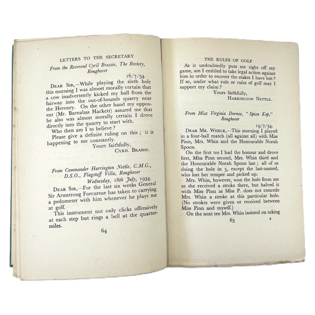 Letters to the Secretary of a Golf Club by G.C. Nash - 1935 First Edition