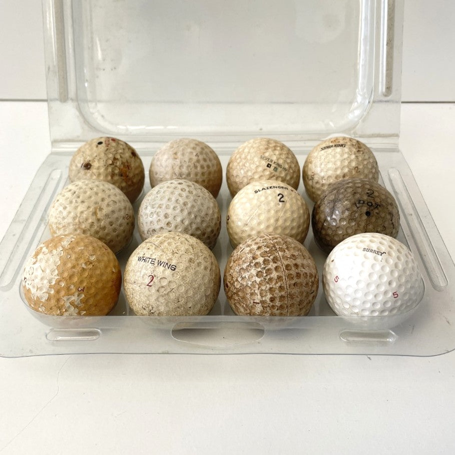 Collection of 12 Antique Golf Balls - c1920-1950
