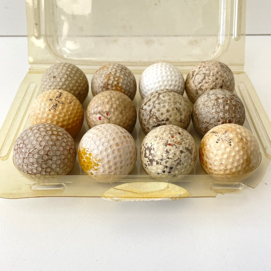 Collection of 12 Antique Golf Balls - c.1920-1970