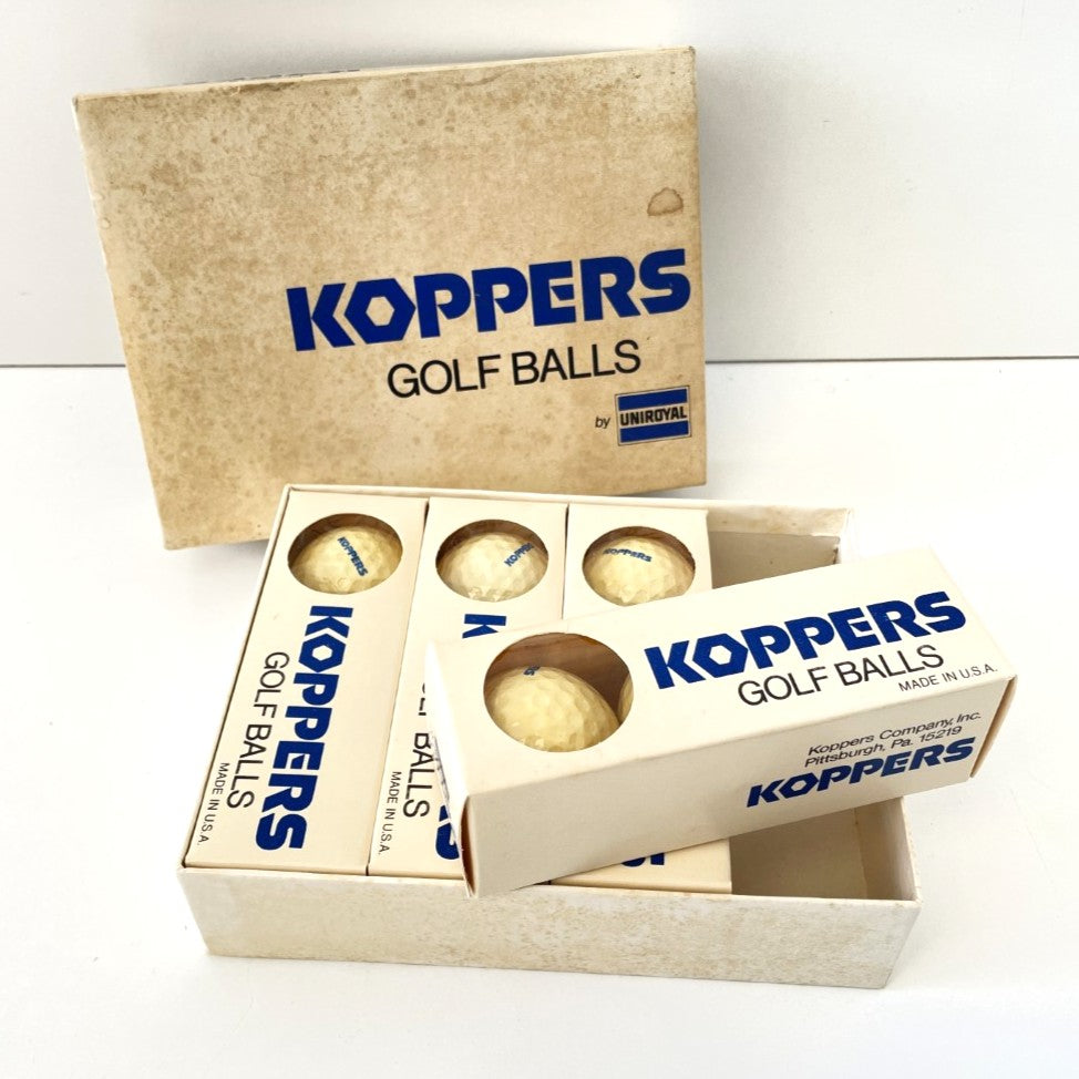 Vintage Box of One Dozen Koppers Golf Balls by Uniroyal - Unused