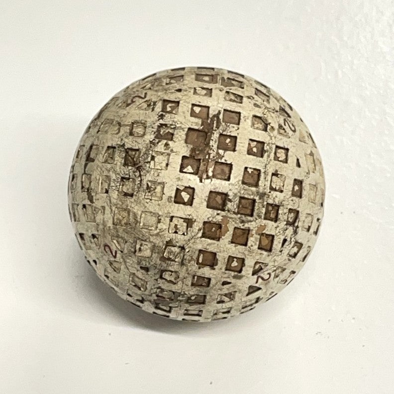 Vintage "Pin-Hi" No.2 made in Scotland Square Mesh Golf Ball - c1920