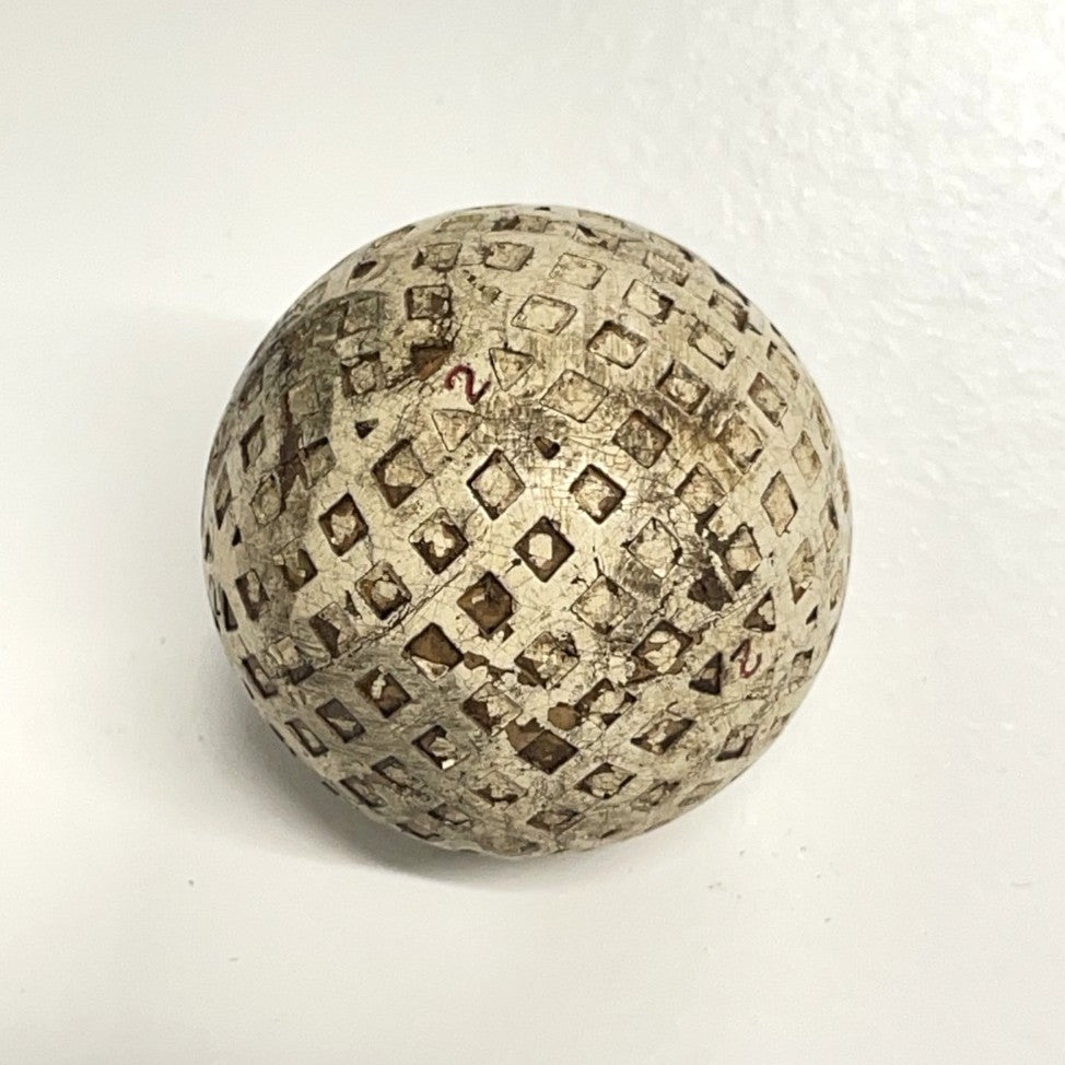Vintage "Pin-Hi" No.2 made in Scotland Square Mesh Golf Ball - c1920