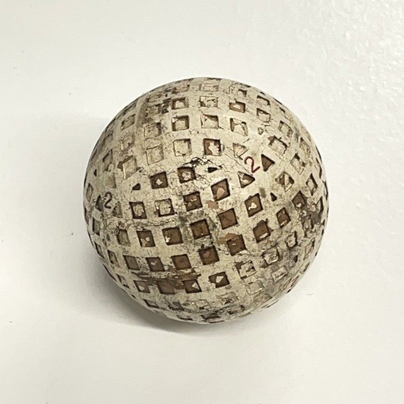 Vintage "Pin-Hi" No.2 made in Scotland Square Mesh Golf Ball - c1920