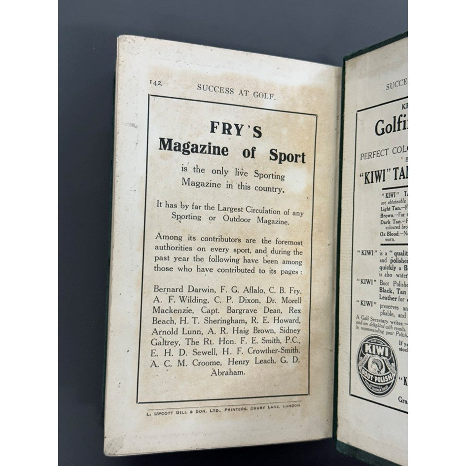 Success At Golf by Harry Vardon Et. Al - 1914 1st Edition