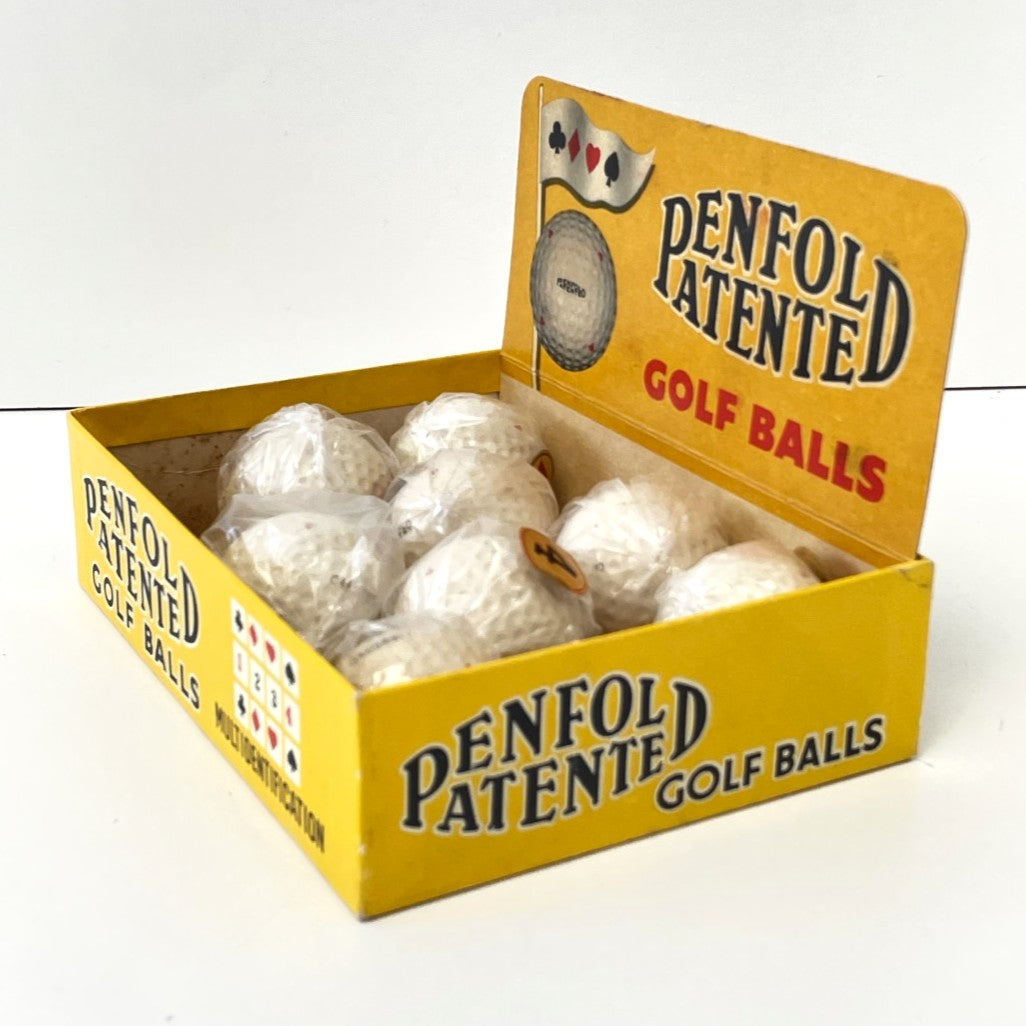Box of 8 Vintage Penfold Patented Golf Balls c.1950