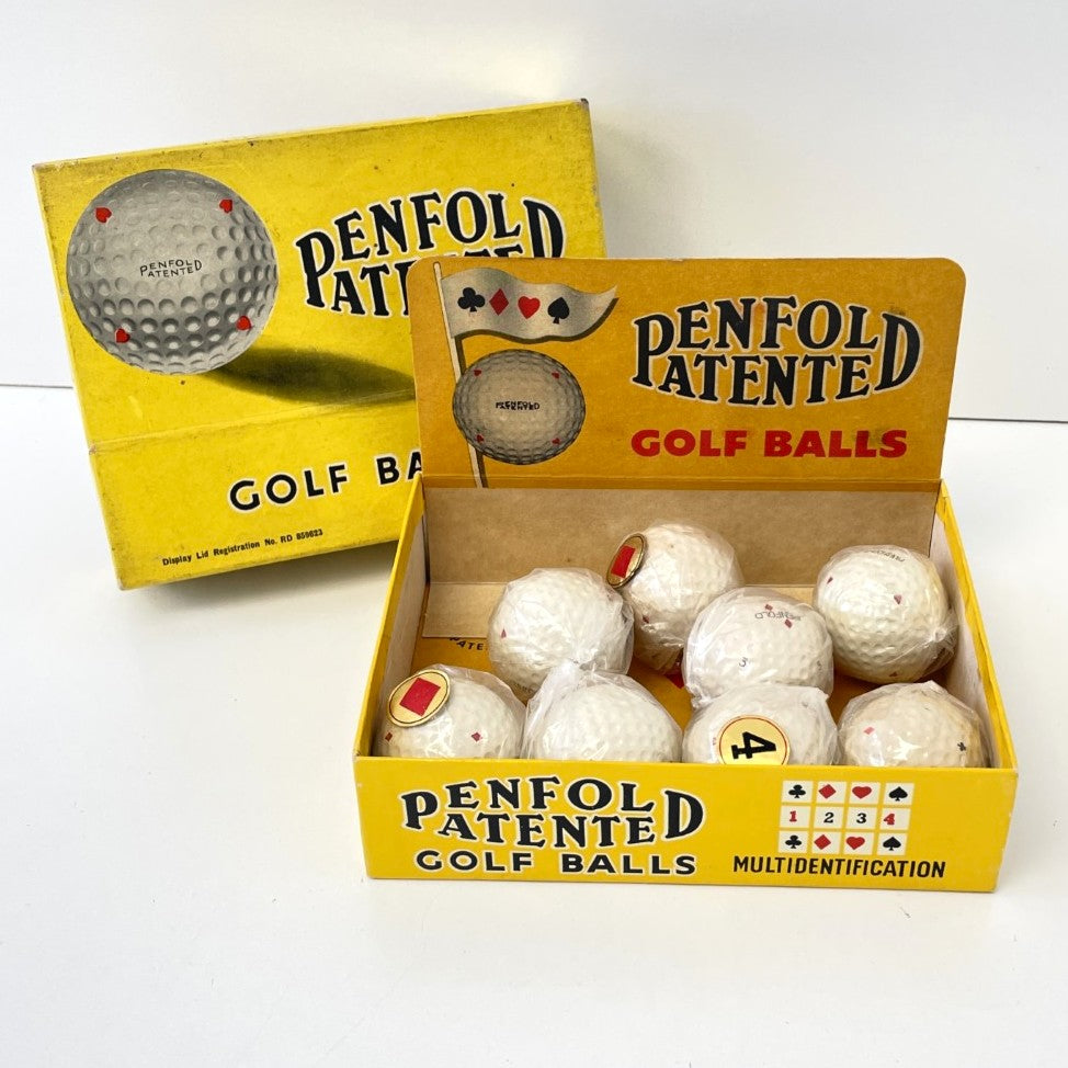 Box of 8 Vintage Penfold Patented Golf Balls c.1950