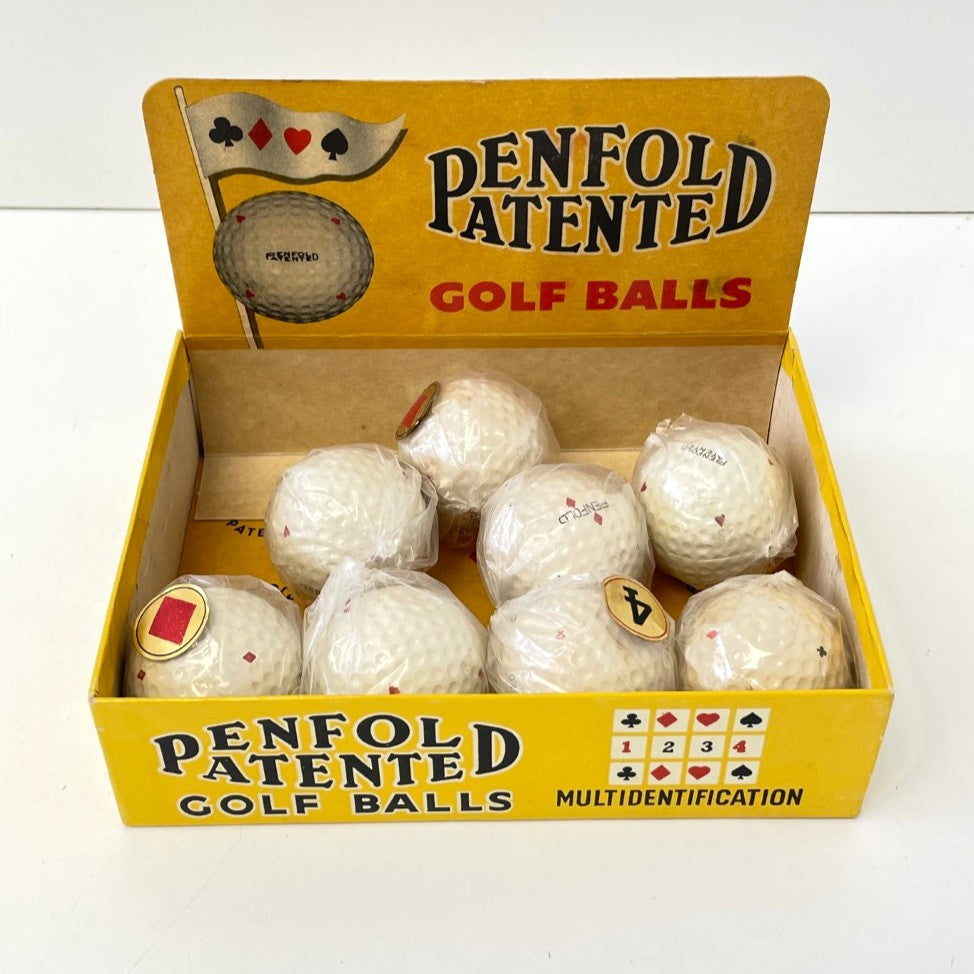 Box of 8 Vintage Penfold Patented Golf Balls c.1950