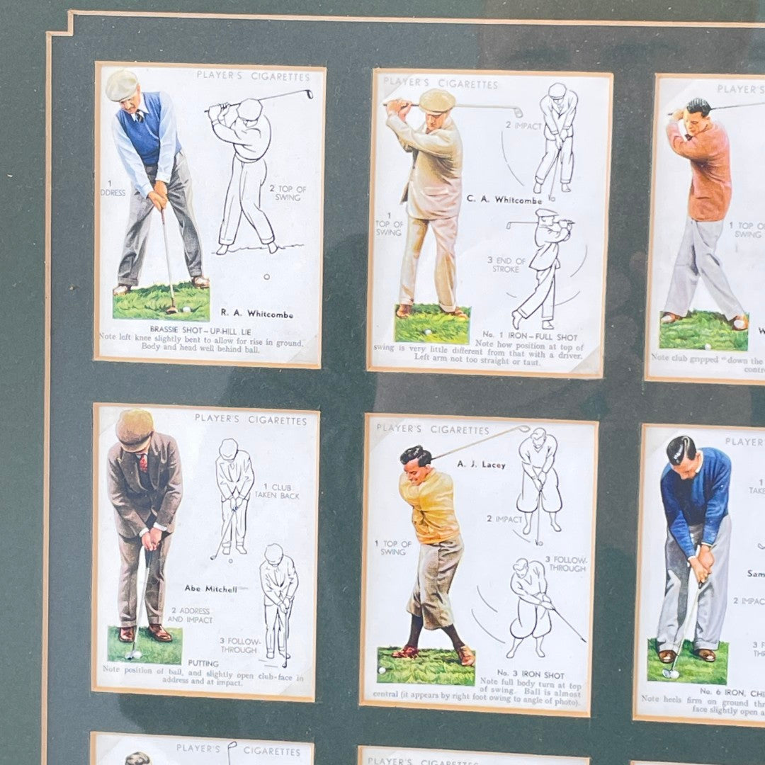 Framed Full Set of 25 1939 John Player & Sons Cigarette Cards - "GOLF"