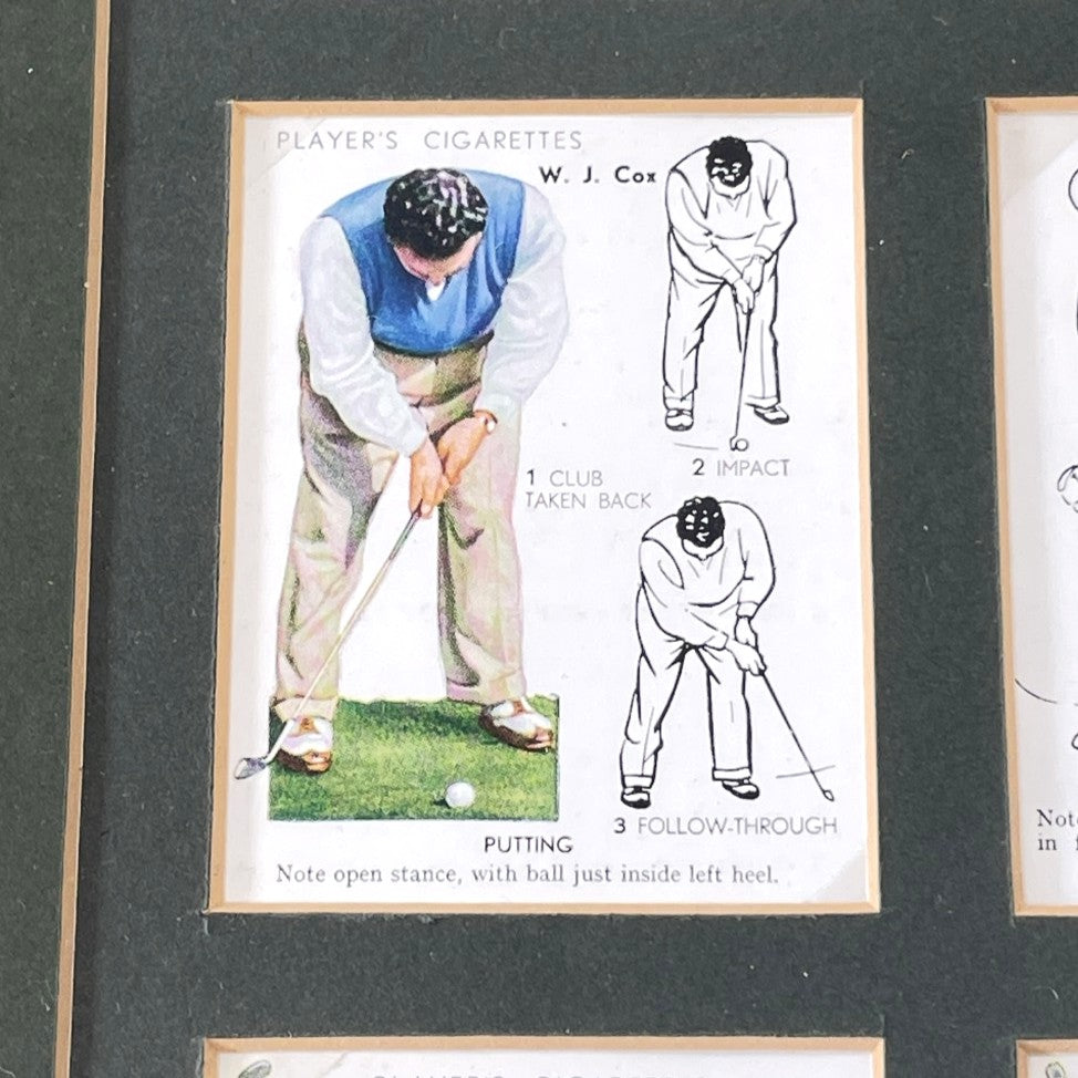 Framed Full Set of 25 1939 John Player & Sons Cigarette Cards - "GOLF"