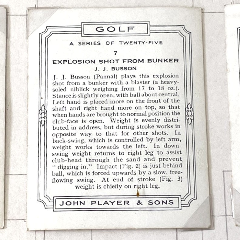 Framed Full Set of 25 1939 John Player & Sons Cigarette Cards - "GOLF"