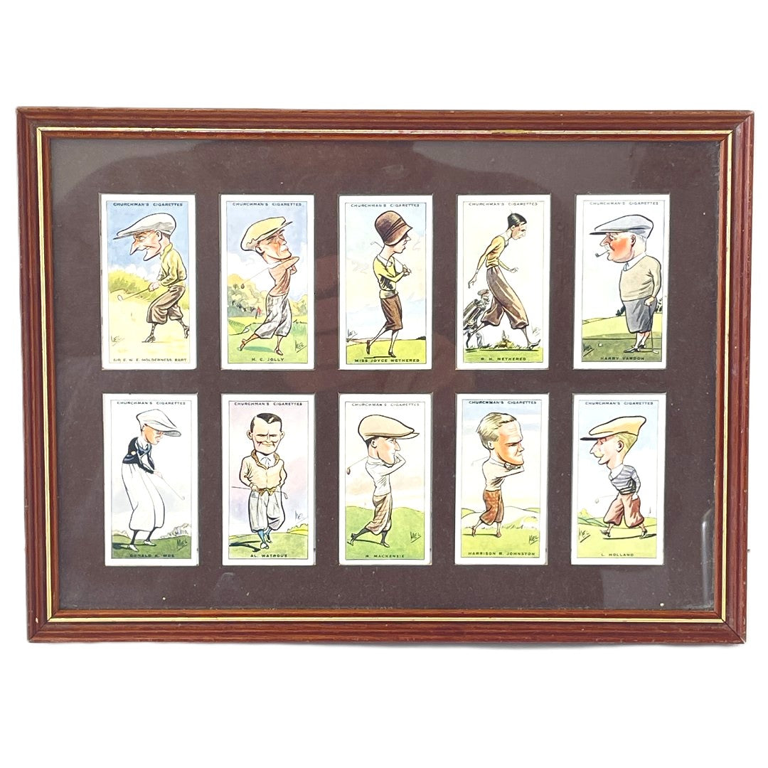 W.A & A.C Churchman "Prominent Golfers" Cigarette Cards (1931) - Framed Set of 10