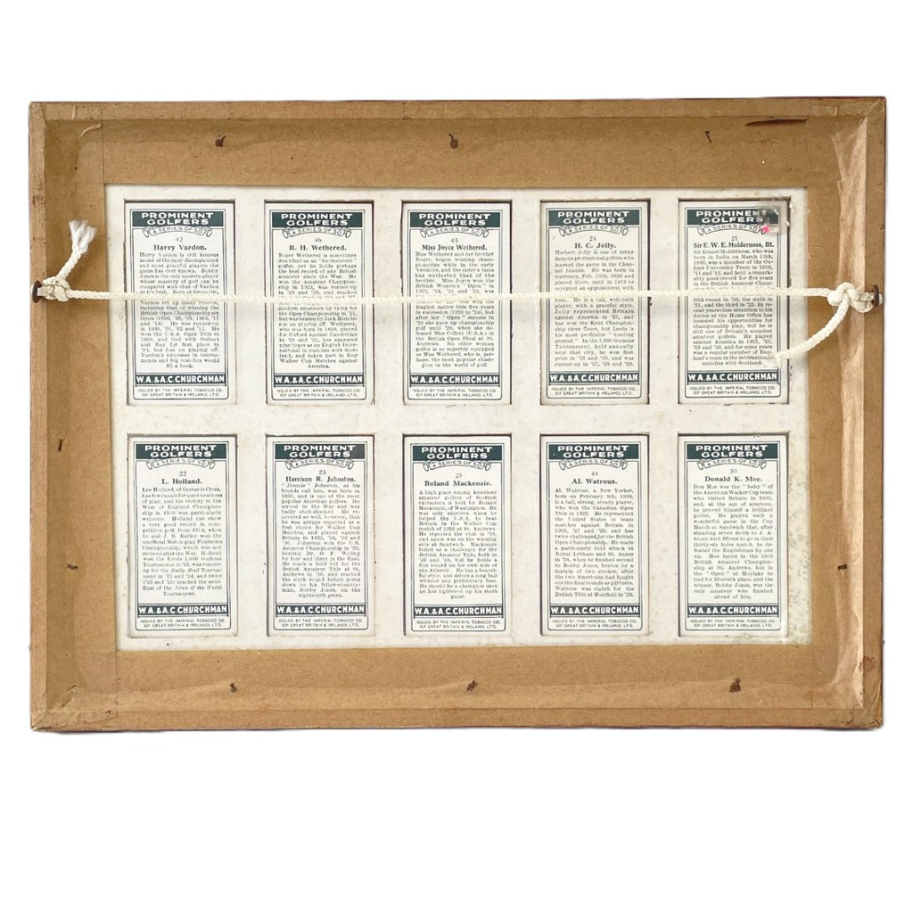 W.A & A.C Churchman "Prominent Golfers" Cigarette Cards (1931) - Framed Set of 10