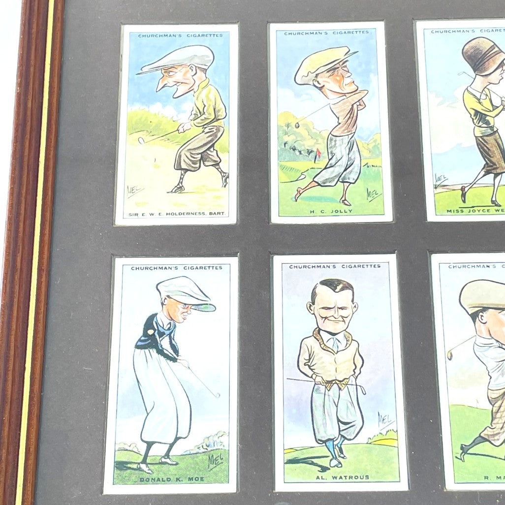 W.A & A.C Churchman "Prominent Golfers" Cigarette Cards (1931) - Framed Set of 10