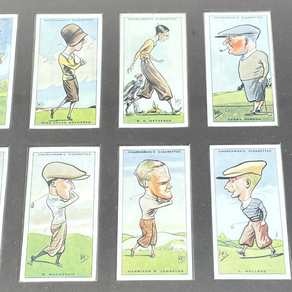 W.A & A.C Churchman "Prominent Golfers" Cigarette Cards (1931) - Framed Set of 10