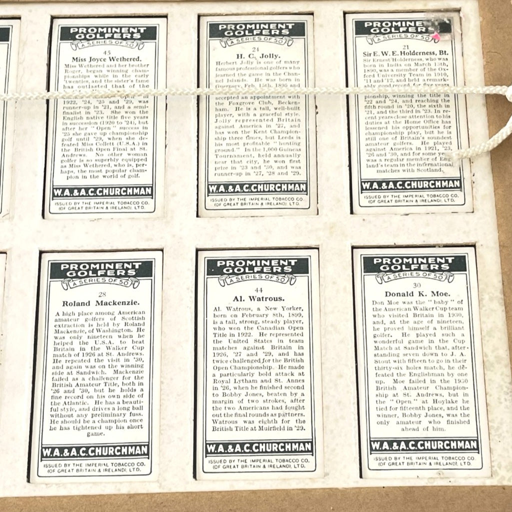W.A & A.C Churchman "Prominent Golfers" Cigarette Cards (1931) - Framed Set of 10