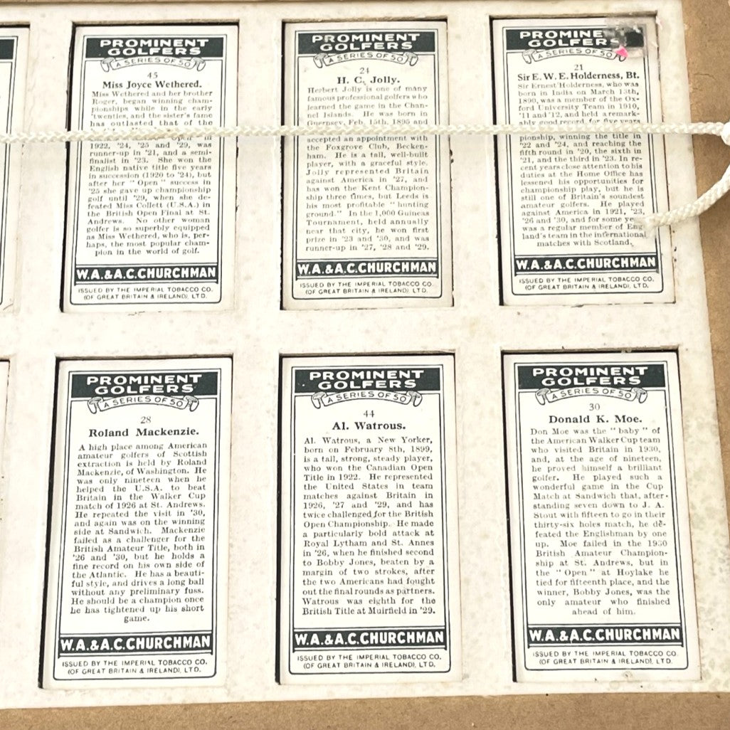 W.A & A.C Churchman "Prominent Golfers" Cigarette Cards (1931) - Framed Set of 10
