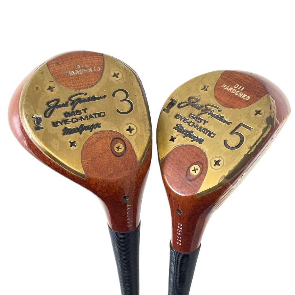 MacGregor Jack Nicklaus "845T Eye-O-Matic" Oil Hardened Persimmon Fairway Woods - 3 & 5 Wood