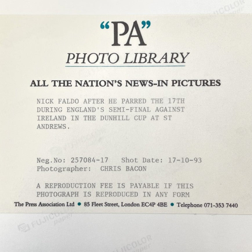 Sir Nick Faldo - 1993 The Alfred Dunhill Cup - St. Andrews - 10"x8" Press Photo