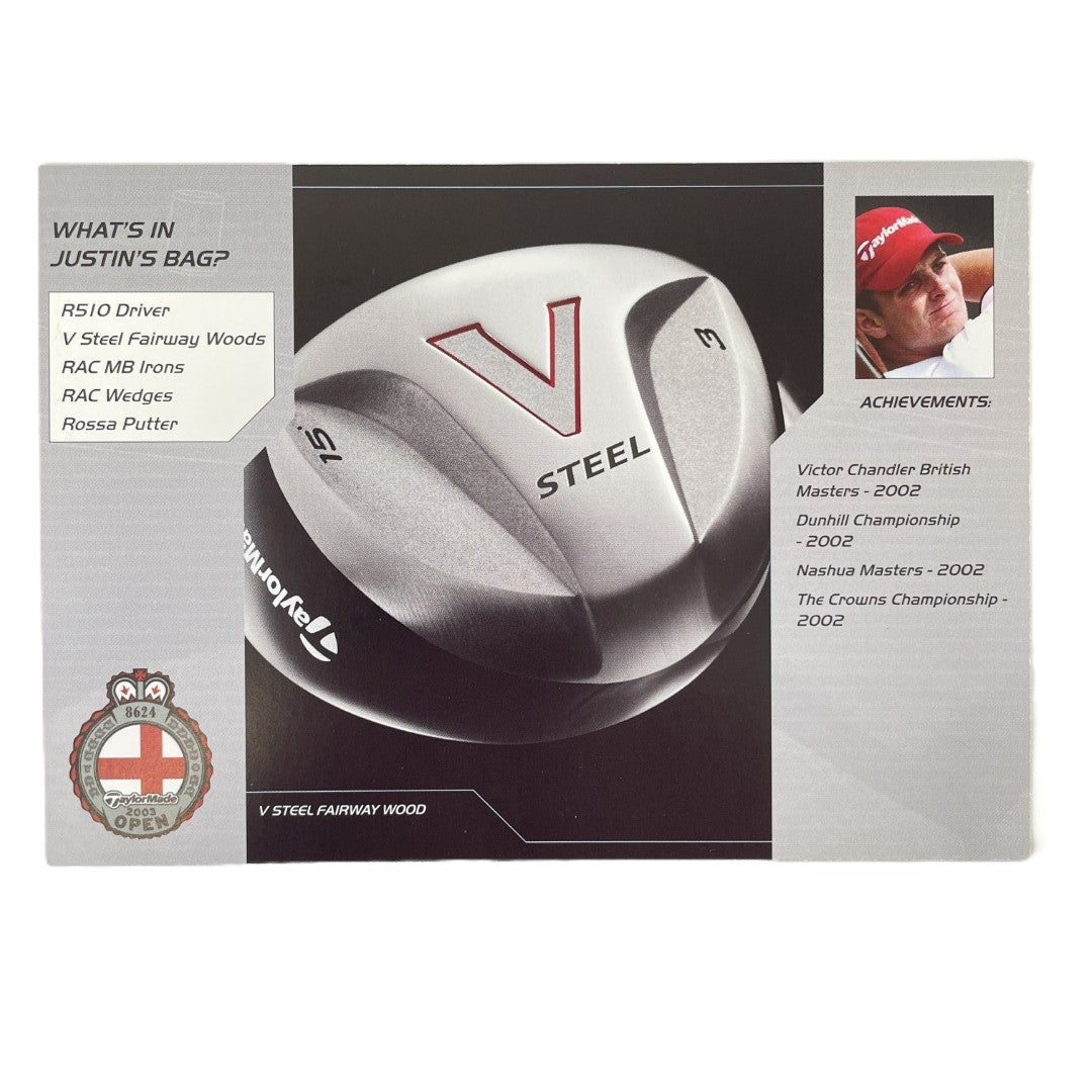 Justin Rose - TaylorMade 2003 Open Championship Advertising Promo Card