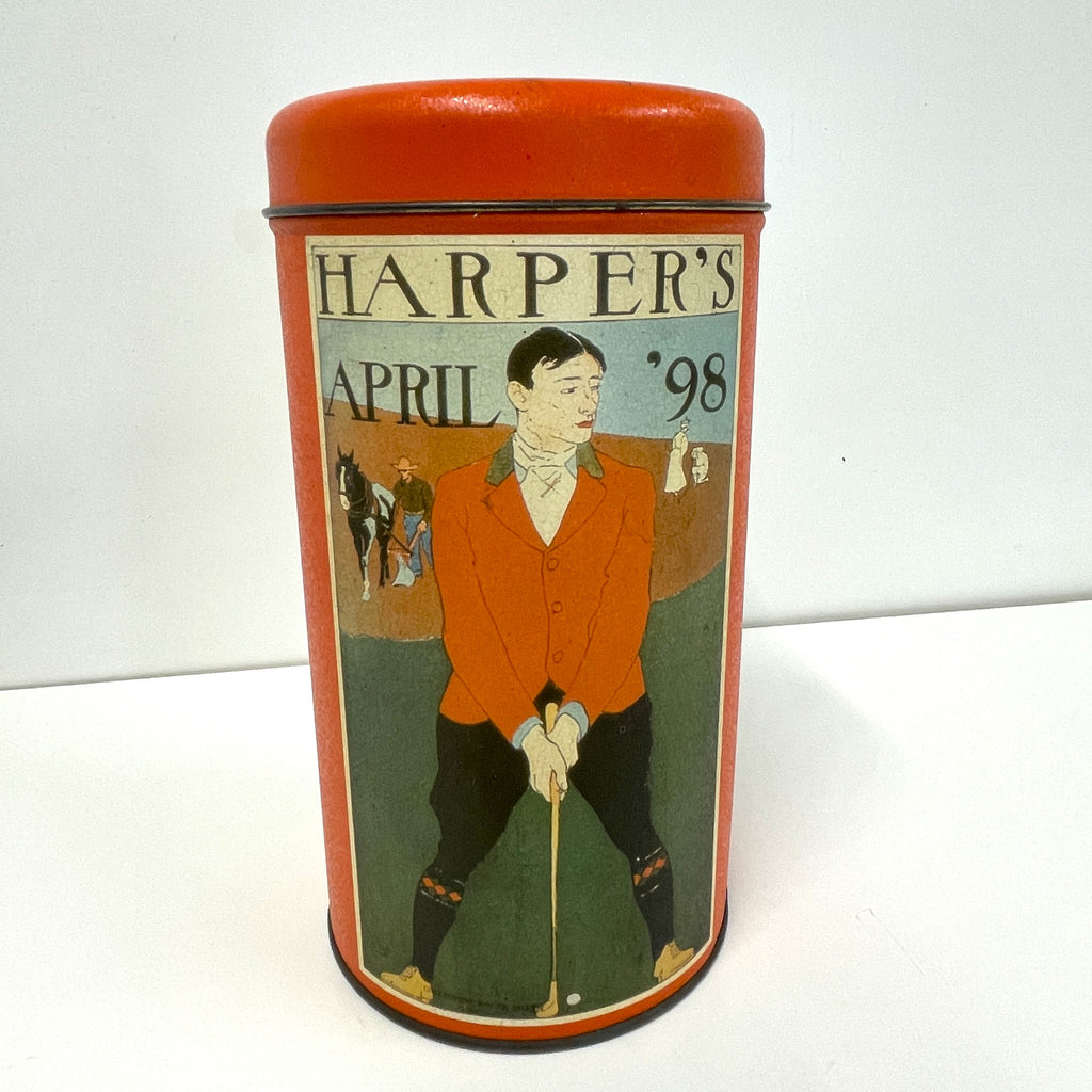 Round Vintage Tin Box - Harper's April '98