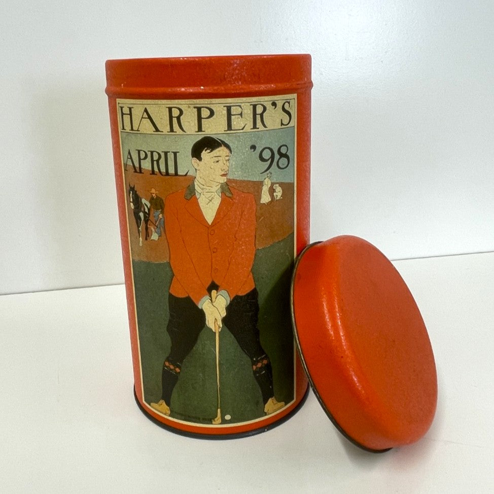 Round Vintage Tin Box - Harper's April '98
