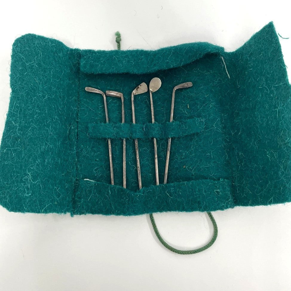 1928 John Nowill & Son - Set of 5 Sterling Silver Golf Club Cocktail Picks