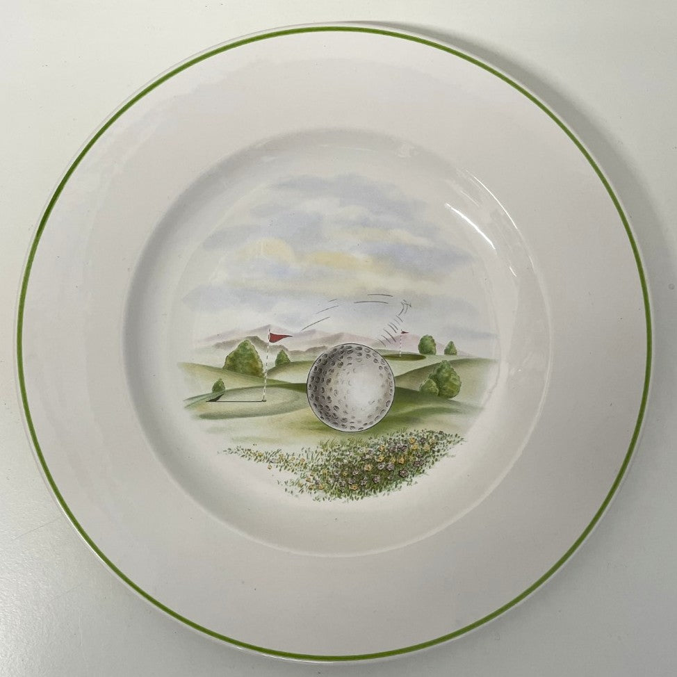 Set of 3 Niderviller Pottery Ceramic 11" Plates with Golfing Designs