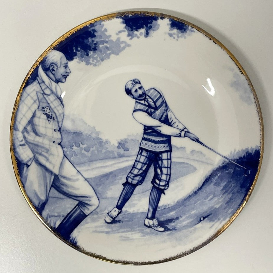 2x Plates - DJC Golfing Collectables - Fine Bone China - Golfing Themes Decoration - Blue