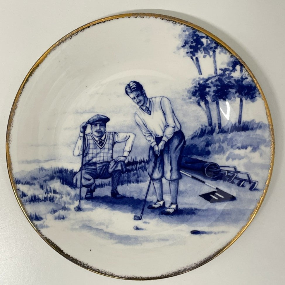 2x Plates - DJC Golfing Collectables - Fine Bone China - Golfing Themes Decoration - Blue