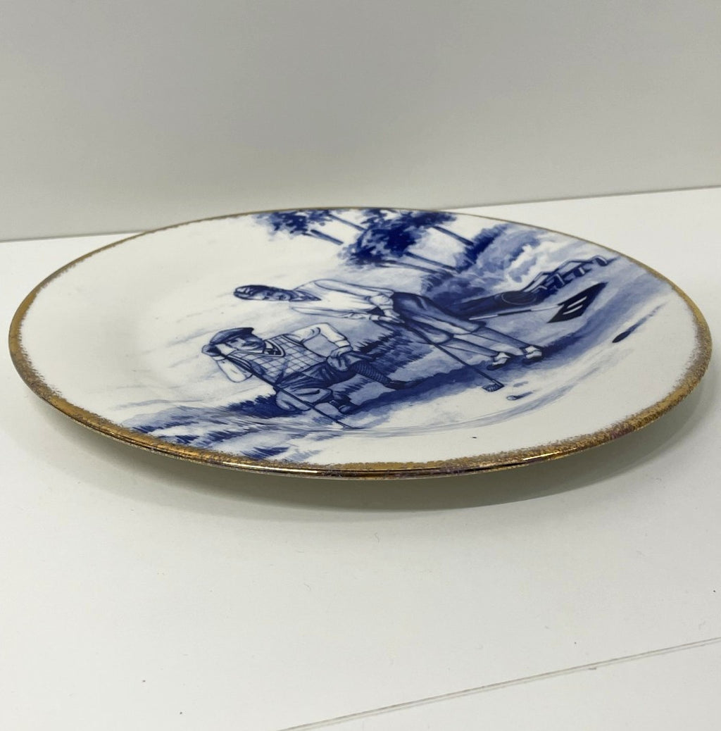 2x Plates - DJC Golfing Collectables - Fine Bone China - Golfing Themes Decoration - Blue